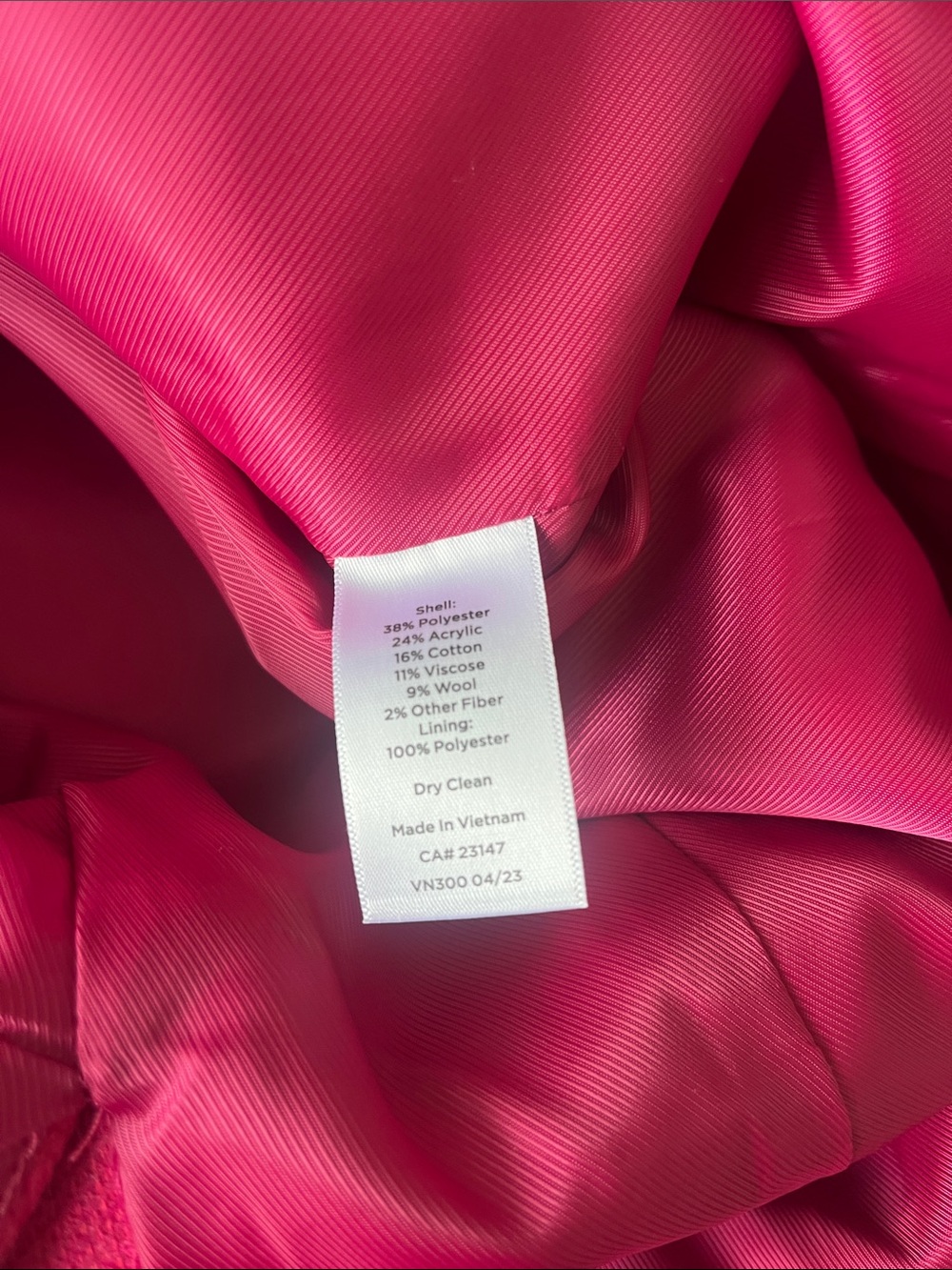 NWT Talbots bright pink wool blend, structured pea coat gold buttons 8P - Picture 10 of 11